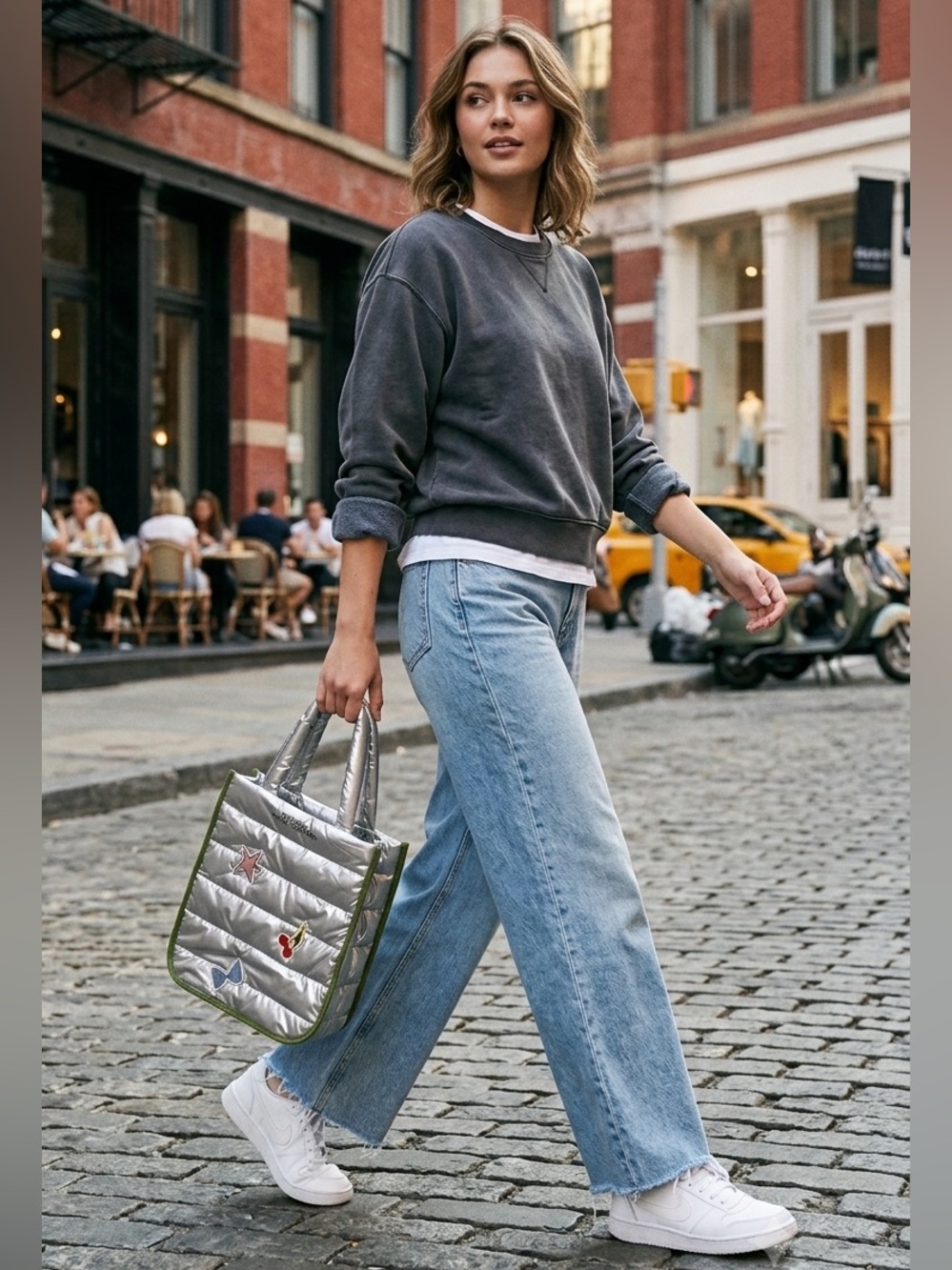 So Chic!Luxurious Marc Jacobs Silver Puffer Tote with embroidered emblems